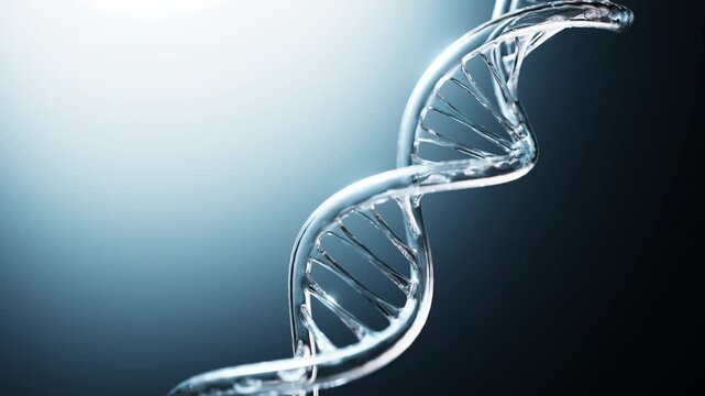 Glass DNA Double Helix Rotating Loop Genomics and Biotech Concept