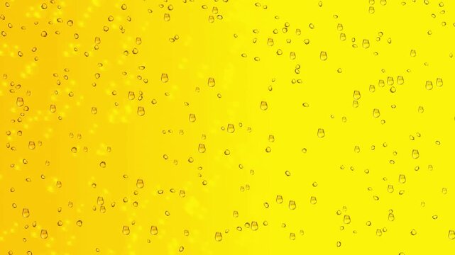 Golden background with rising bubbles and water drops