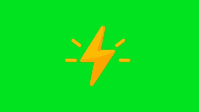 Electricity Power Icon Animation with Green Background. Full HD. 4K