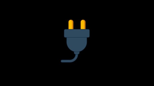 Electric Plug Power Icon Animation with Transparent Background. Full HD. 4K