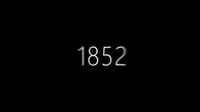 Time travel, white numbers counting down to the past. Time machine. 4k video for your project. Historical Vintage Timeline Zoom In from 2027 to 1812s Journey Through Centuries Countdown timeline .