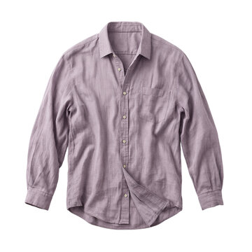 Shirt linen mauve, elegant casual button down isolated for fashion retail and e-commerce marketing photography layouts