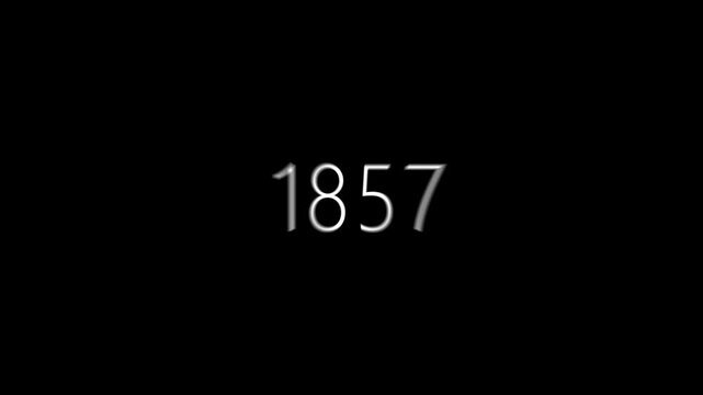 Time travel, white numbers counting down to the past. Time machine. 4k video for your project. Historical Vintage Timeline Zoom In from 2027 to 1818s Journey Through Centuries Countdown timeline .
