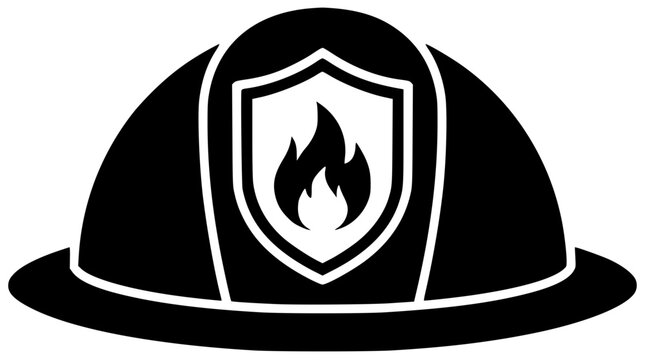 helmet illustration firefighter silhouette fireman logo fire icon rescue outline safety emergency equipment firefighting uniform protection design department danger shape for vector graphic background