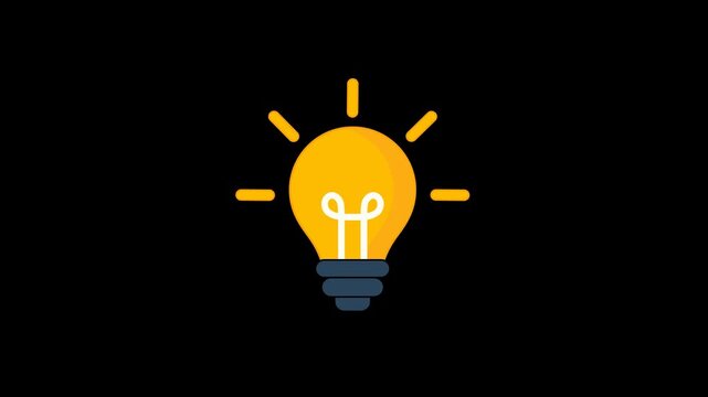 Light Bulb Electric Lighting Icon Animation with Transparent Background. Full HD. 4K