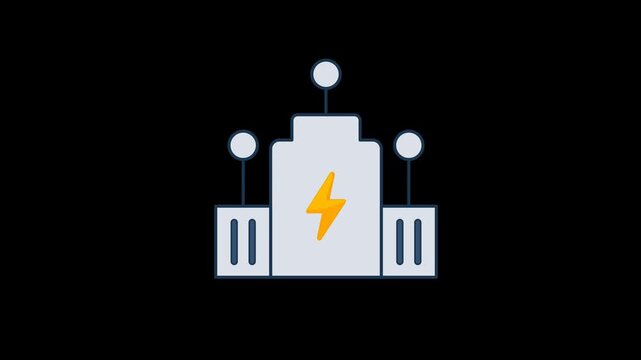 Power Grid Electricity Network Energy Icon Animation with Transparent Background. Full HD. 4K