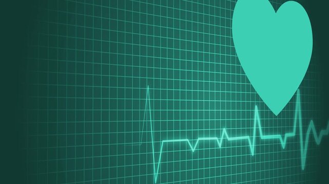 Heart shape and heartbeat line symbolizing health care pulse and medical checkup animation