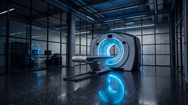 Futuristic MRI Scanner in Modern Medical Diagnostic Room