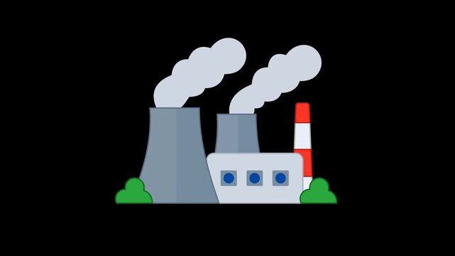 Power Plant Electricity Energy Generation Icon Animation with Transparent Background. Full HD. 4K