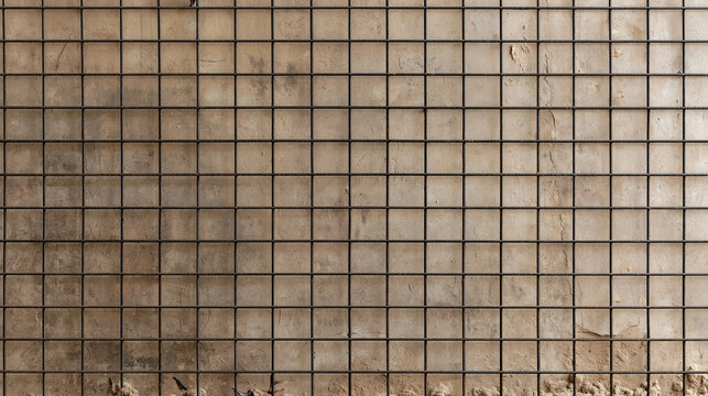 Metal Wire Mesh Grid on Textured Concrete Wall