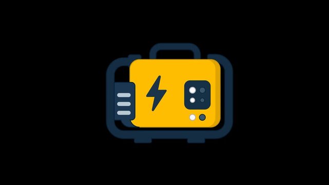 Electric Generator Power Backup Energy Icon Animation with Transparent Background. Full HD. 4K