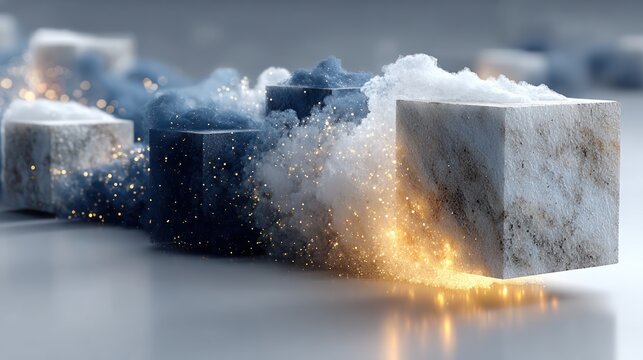 Ice cubes melting with fire.