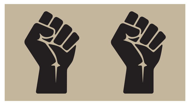 Two raised clenched fists symbols of power and solidarity vector illustration with clenched fist solidarity strength resistance illustration