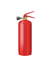 Obraz premium Realistic Fire Extinguisher Isolated for Safety and Emergency Design. Fire safety equipment illustration featuring red extinguisher with flame symbols.