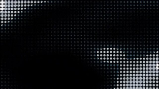 Monochrome halftone dot pattern animating abstract shapes