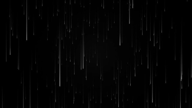 Abstract white particle rain falling on black background