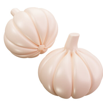 Fresh Garlic Bulbs 3D Illustrations