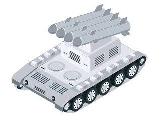 Obraz premium Military missile launcher tank isometric illustration
