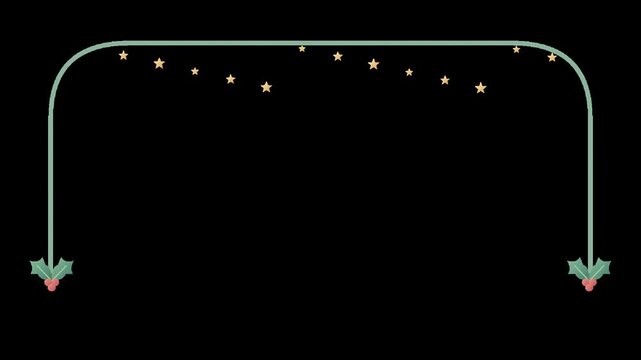 Christmas holiday arch frame with falling stars animation