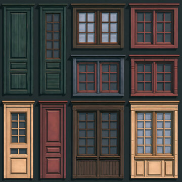 Explore a Vibrant Collection of Unique Doors and Windows in Various Styles, Showcasing Diverse Architectural Design Elements and Colorful Aesthetics for Contemporary Inspirations.