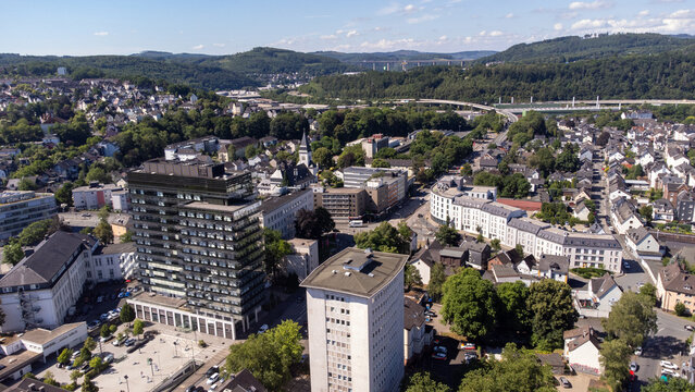 Aerial View of Siegen City in North Rhine Westphalia