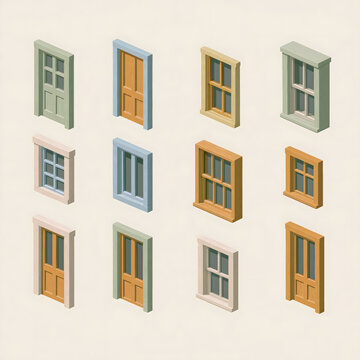 Explore a Vibrant Collection of Artistic Door Designs: A Colorful Showcase of Architectural Elements that Blend Modern Style with Timeless Charm in Thoughtful Space Composition