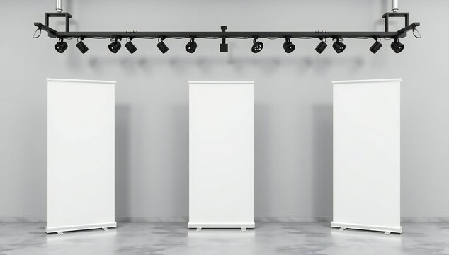 Modern display setup with lighting