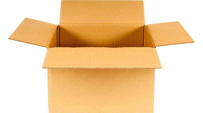 open cardboard box, cardboard box PNG, open brown box, empty cardboard box, brown box, shipping box, PNG