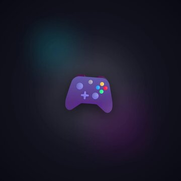Purple gaming controller on a dark gradient background