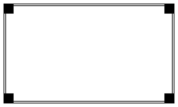 Abstract Minimalist Double Thin Line Frame Border Featuring Solid Dark Square Corners on Plain Base