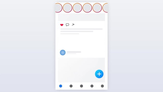 Social media mobile app interface wireframe animation