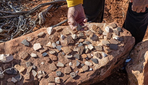 Ancient Anasazi Pottery Shards Or Pieces In Northern Arizona