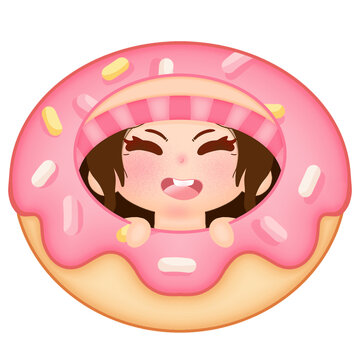 Food Donuts with Cute Chibi Illustration