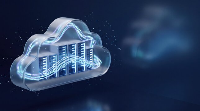 Cloud server storage promotion banner for e-commerce sale with copy space for advertising