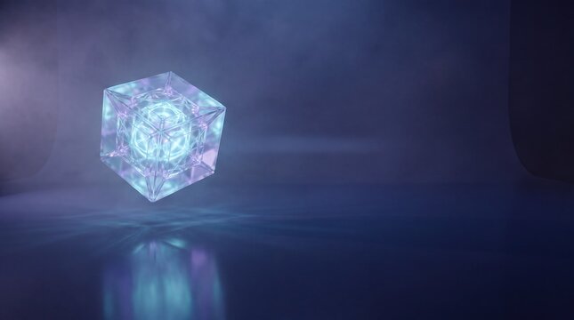 quantum data cube for commercial 3D e-commerce sale promotion with space for text