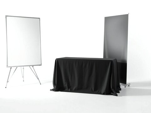 Display setup with whiteboard and table