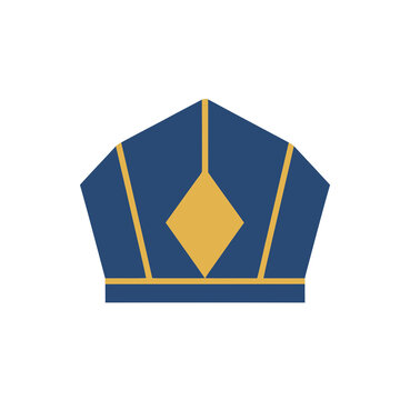 Blue and gold geometric hat illustration
