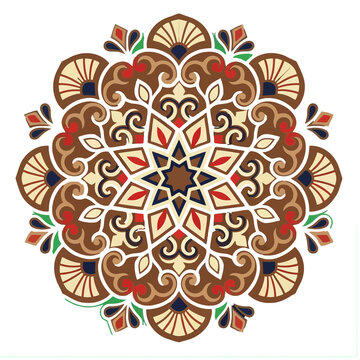 Decorative mandala pattern with floral and geometric elements