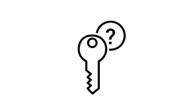 Single key icon shown with a question mark symbol placed above it representing uncertainty about access or an unknown ownership status shown here