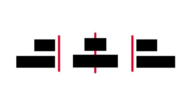 Three separate small bar chart icons divided by red vertical lines showing individual comparison groups arranged neatly side by side for easy clarity