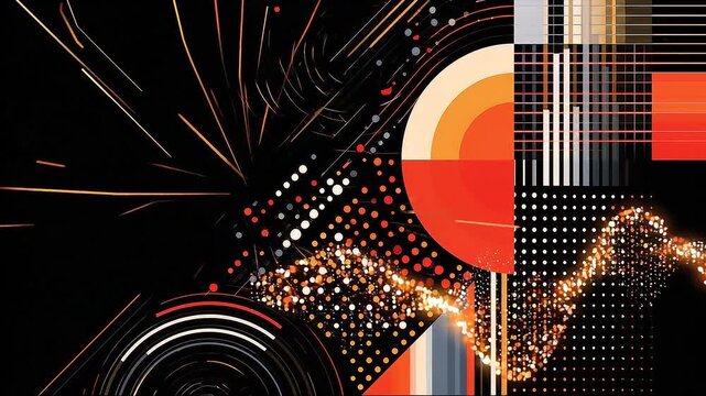 Futuristic infographic background with dynamic geometric elements, subtle data concepts and large empty space for advertising messages. Generative AI Illustration.