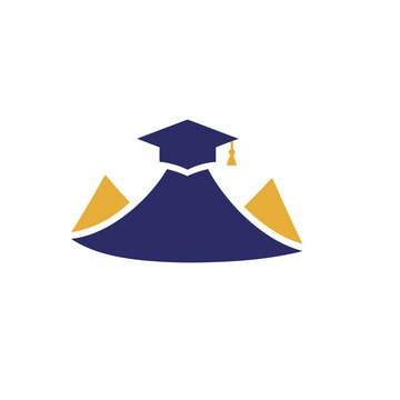 Graduation cap and gown with abstract shapes