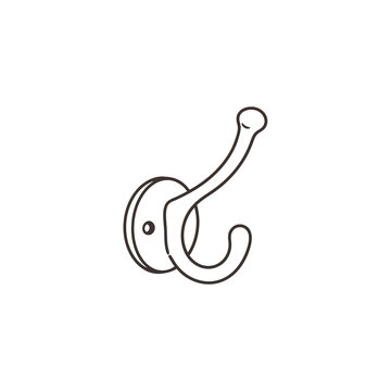 Minimalist line art coat hook illustration featuring clean outline against dark background