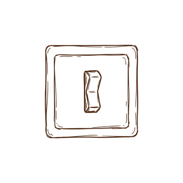 Minimalist hand drawn light switch icon sketch on black background