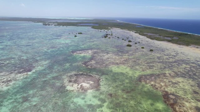 Aerial view of Los Roques archipelago in Venezuela.