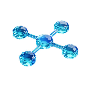 3D Glass Cross Network Node Connection Icon