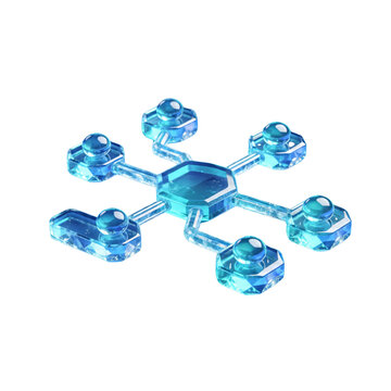 3D Glass Distributed Network Node Connection Icon
