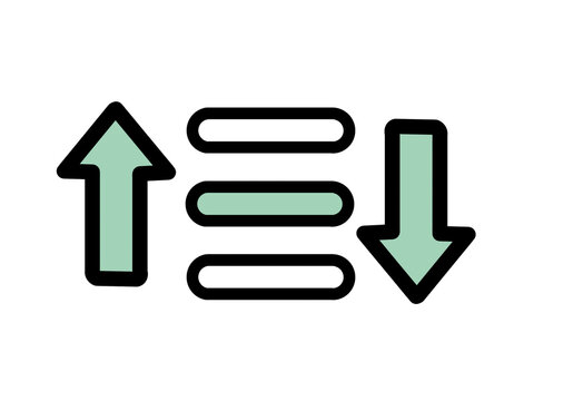 Green sort ascending descending arrows icon transparent background