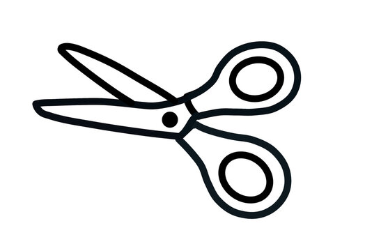 Black outline scissors cutting tool icon transparent background