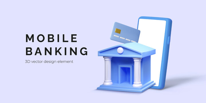 Mobile Banking Smartphone With Bank Card And Financial Institution